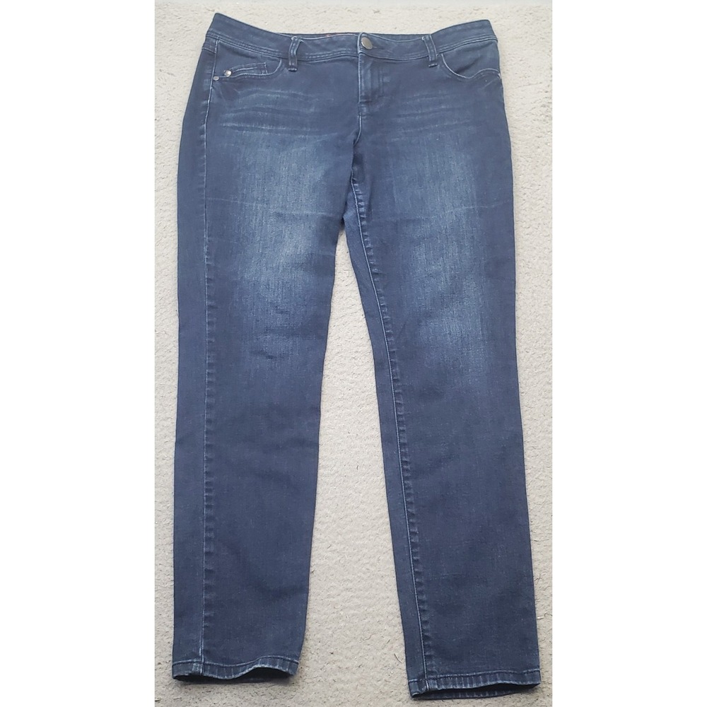 ELLE‎ Paris New York Tokyo Skinny Jeans Womens 12 Blue Denim Stretch Whiskered